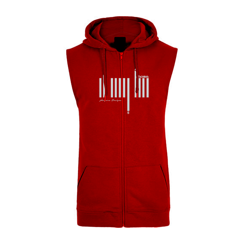 Sleeveless Hoodie  - Maroon Red (Heavy Fabric)