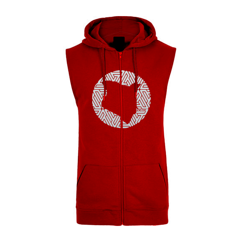 Sleeveless Hoodie  - Maroon Red (Heavy Fabric)