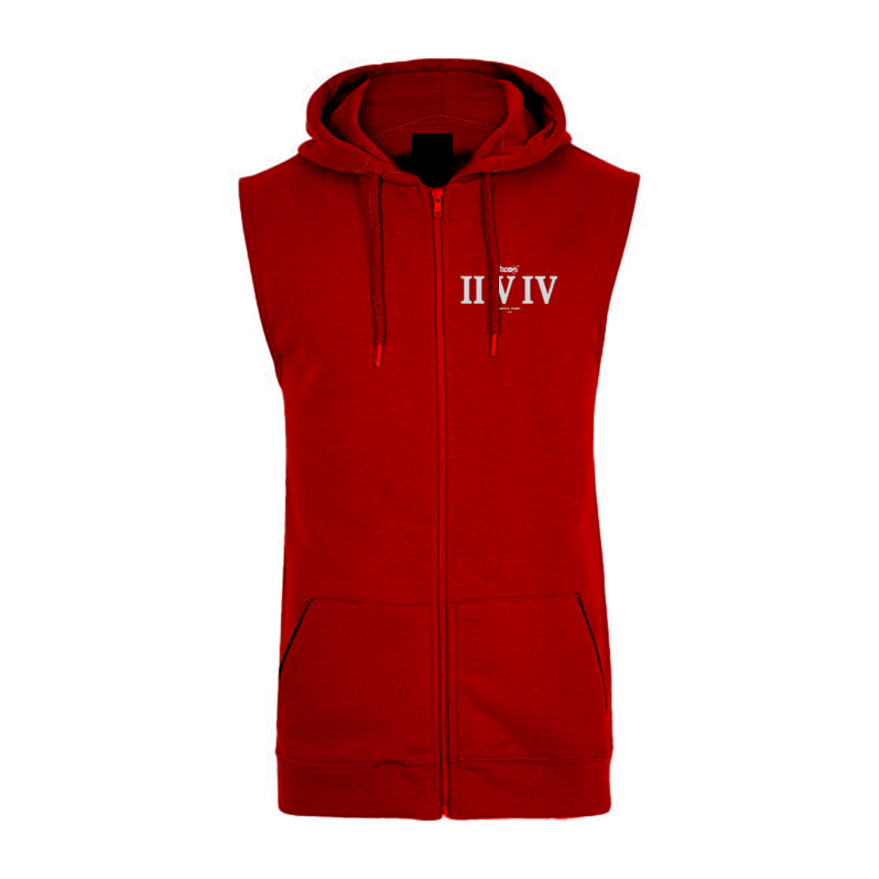 Sleeveless Hoodie  - Maroon Red (Heavy Fabric)