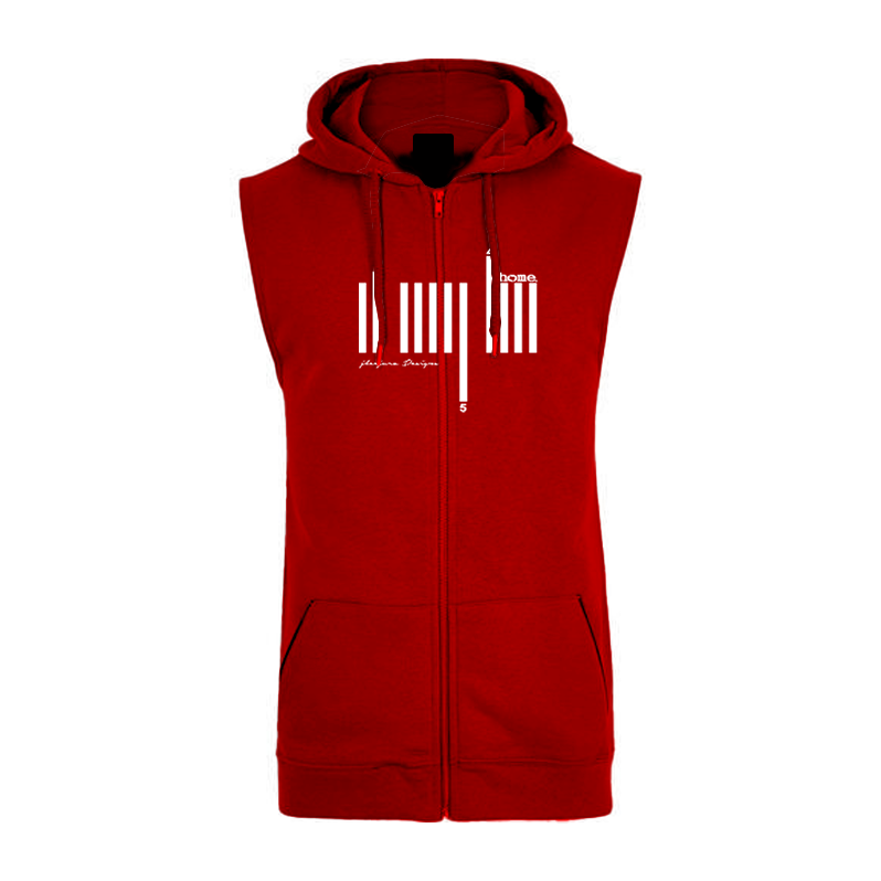Sleeveless Hoodie  - Maroon Red (Heavy Fabric)