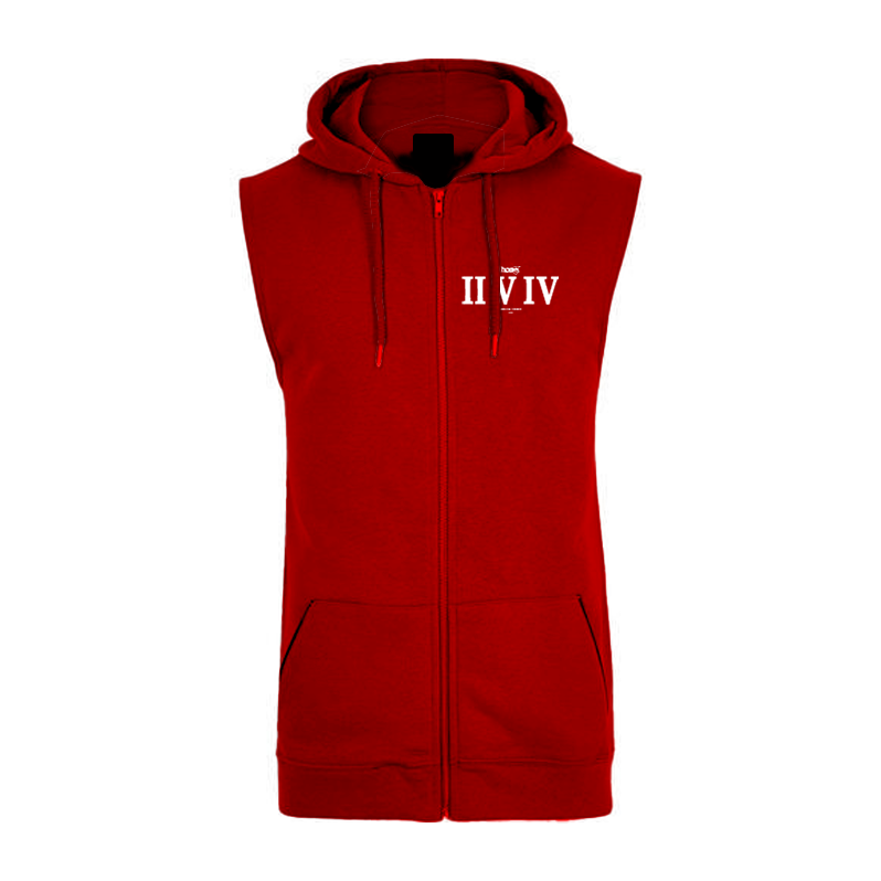 Sleeveless Hoodie  - Maroon Red (Heavy Fabric)