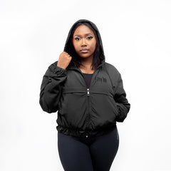Home_254 x JBlessing, Women's Black Slinky Jacket- Front view