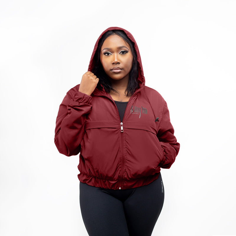 Home_254 x JBlessing, Women's Maroon Slinky Jacket- Front view