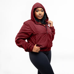 Home_254 x JBlessing, Women's  Maroon Slinky Jacket- Side view