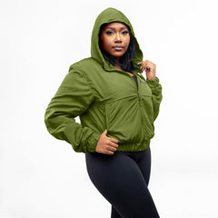 Home_254 x JBlessing, Women's Olive Green Slinky Jacket- Side view