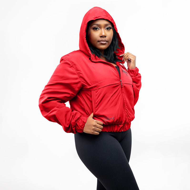 Home_254 x JBlessing, Women's Red Slinky Jacket- Side view