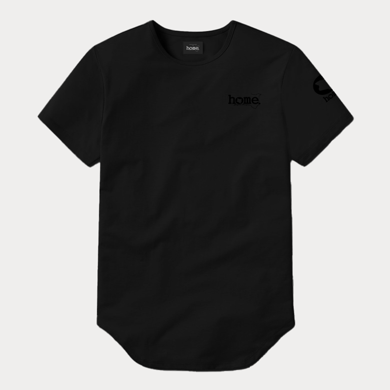 JBeeJura | home-254 black classic man elongated hem t-shirt with black tag print