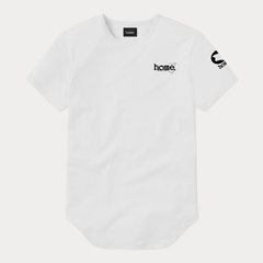 JBeeJura | home-254 white classic man elongated hem t-shirt with black tag print