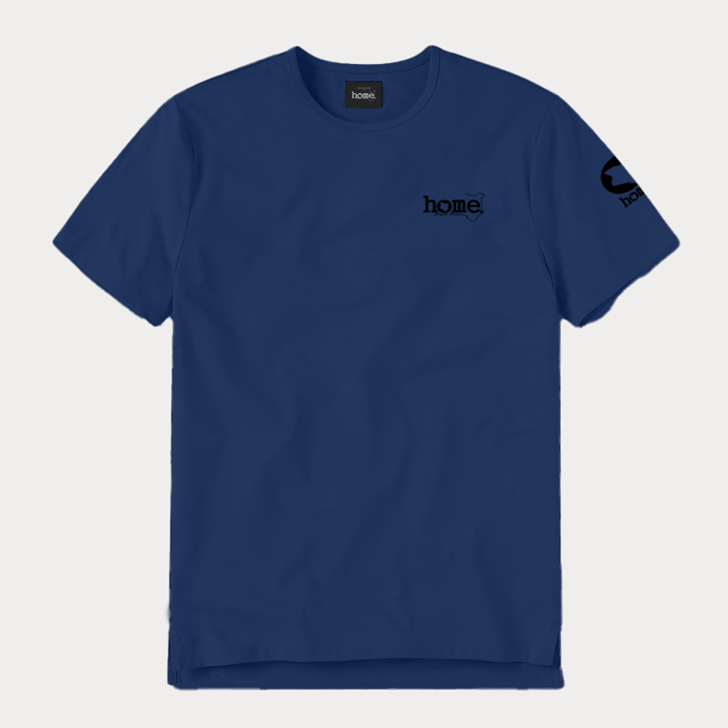 JBeeJura | home-254 navy blue classic man split hem t-shirt with black tag print