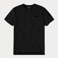 JBeeJura | home-254 black classic man split hem t-shirt with black tag print