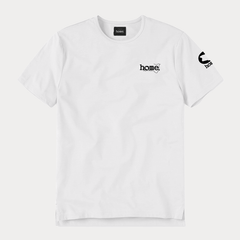 JBeeJura | home-254 white classic man split hem t-shirt with black tag print