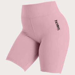 JBEEJURA DESIGNZ | home - 254 Baby Pink Women's Bike Shorts with a Black Logo from XS-XXL sizes.