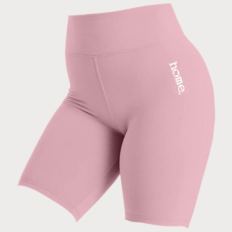 JBEEJURA DESIGNZ | home - 254 Baby Pink Women's Bike Shorts with a White Logo from XS-XXL sizes.