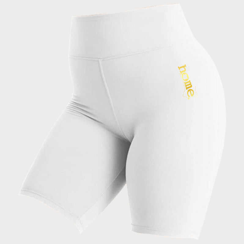 JBEEJURA DESIGNZ | home - 254 White Women's Bike Shorts with a Gold Logo from XS-XXL sizes.